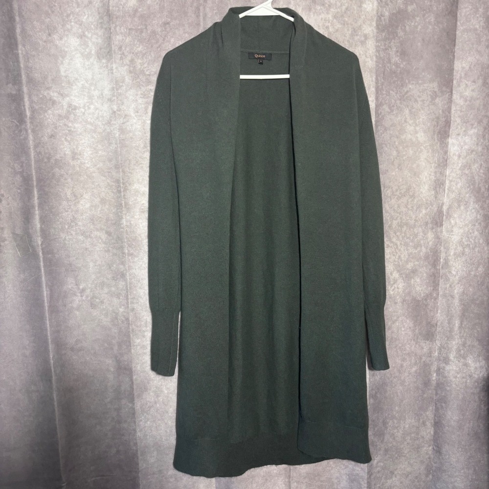 Quince 100% Mongolian Cashmere Duster Cardigan Women Small Moss Green Minimalist